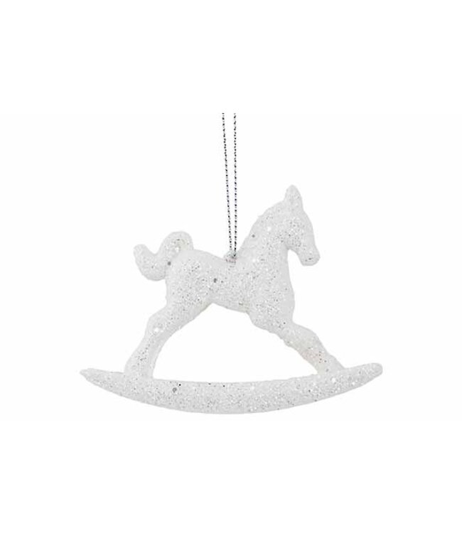 Cosy @ Home Wit Glitter Schommelpaard Hanger – 8 cm