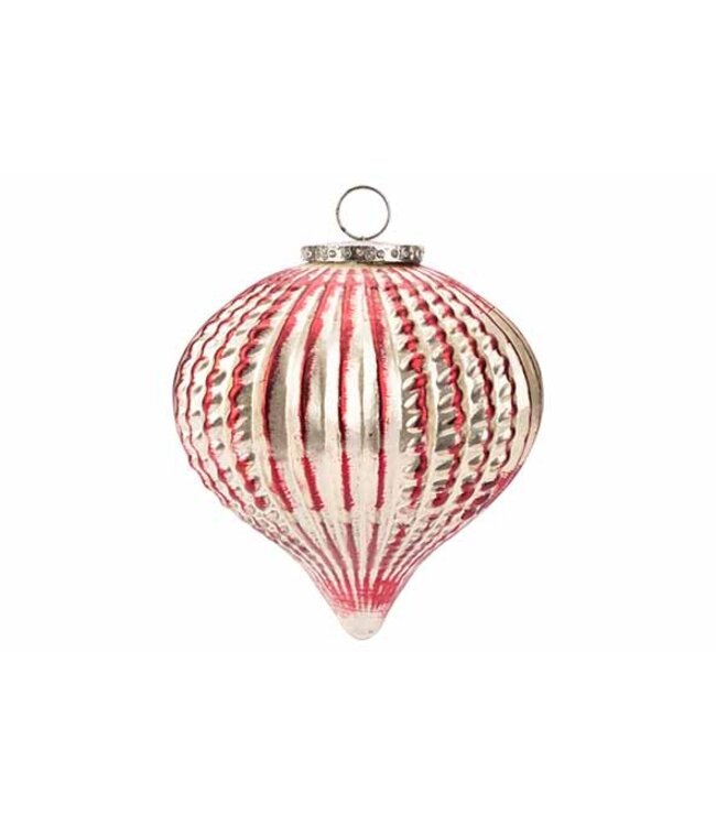 Cosy @ Home Glazen Tol Hanger Goud-Rood – 14 cm