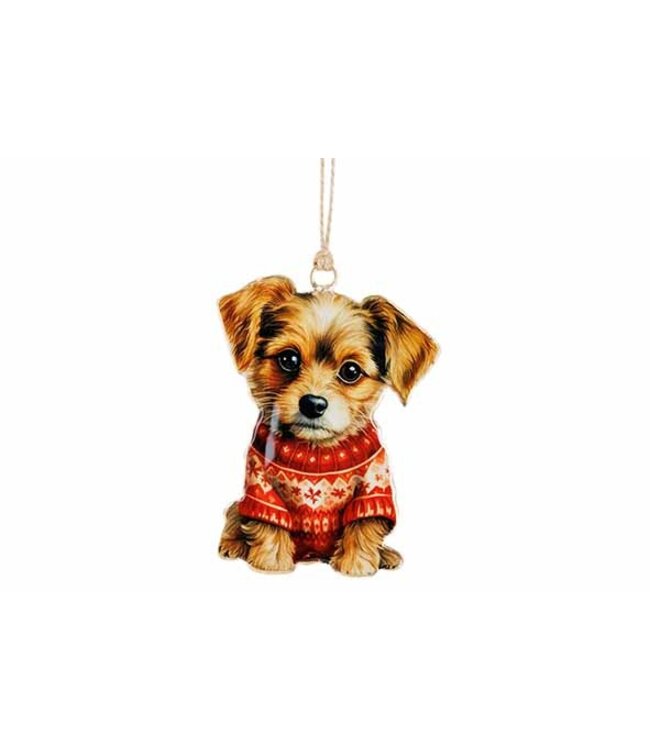 Cosy @ Home Vintage Hond Hanger Rood/Wit – 10,5 cm