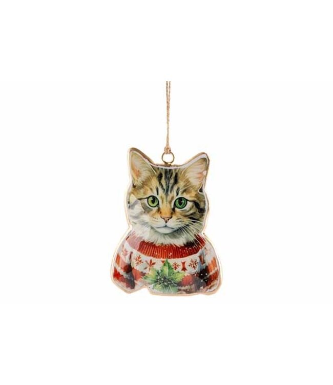Cosy @ Home Vintage Kat Hanger Rood/Wit – 10 cm