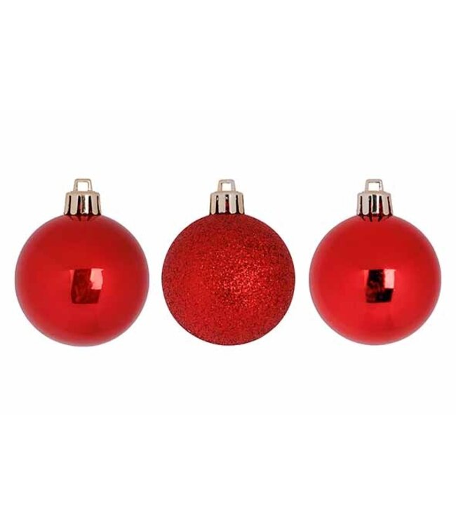Cosy @ Home Kerstballen -  Rood - Set 12 - Ø6cm