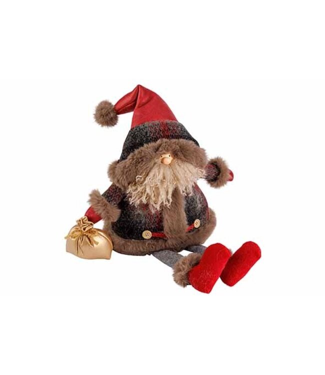 Cosy @ Home Zittende Kerstman Bordeaux 60cm