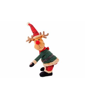 Cosy @ Home Zingend & Draaiend Rendier Rood/Groen – 38cm – Textiel