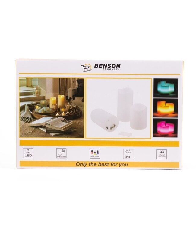 Benson LED kaarsen set - RGB - met afstandsbediening - 3 stuks