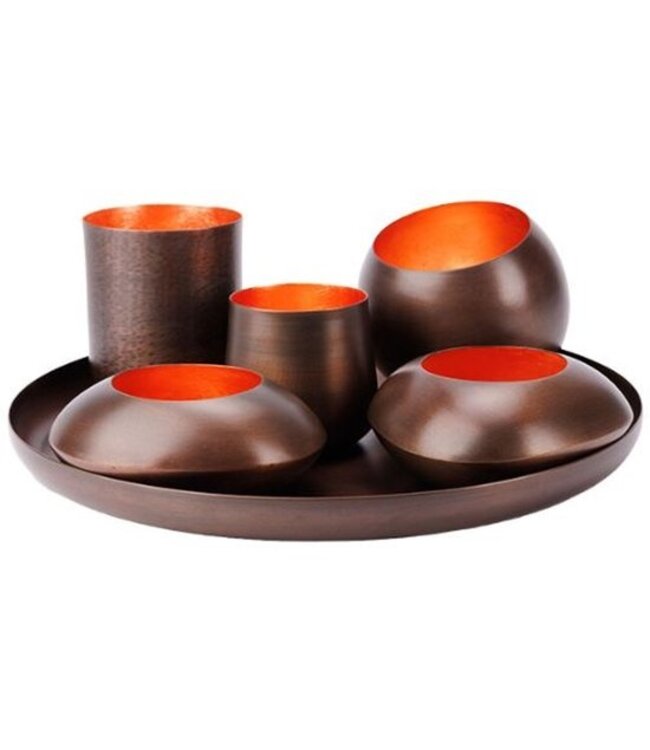 Cosy & Trendy Giftset Kaarshouders - Set van 6 stuks - Ø30xH10cm - Antiek Koper