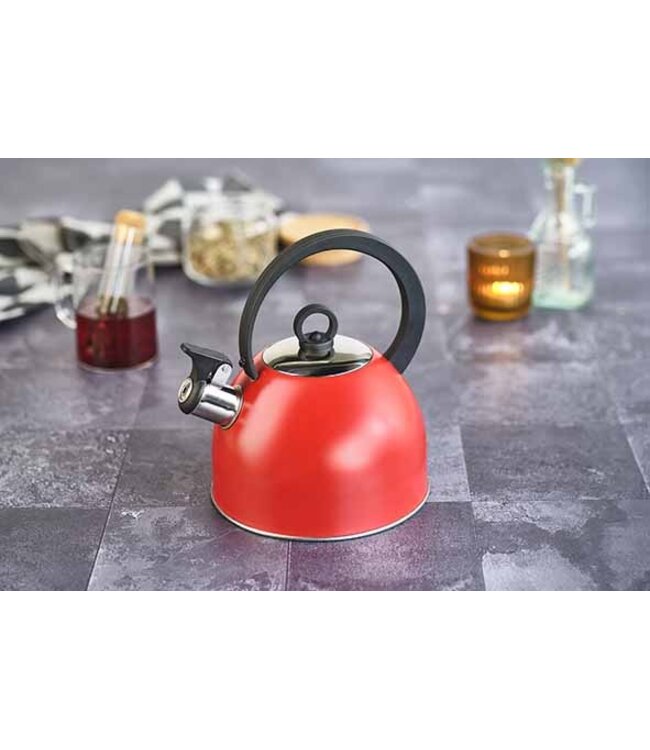 Cosy & Trendy Fluitketel Rood 1,7L – RVS met Nylon Handvat Ø18 x H21,5 cm