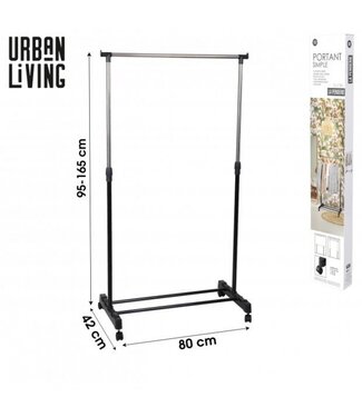 Urban Living Kledingrek - verstelbaar 80x42x95-165cm - metaal/zwart