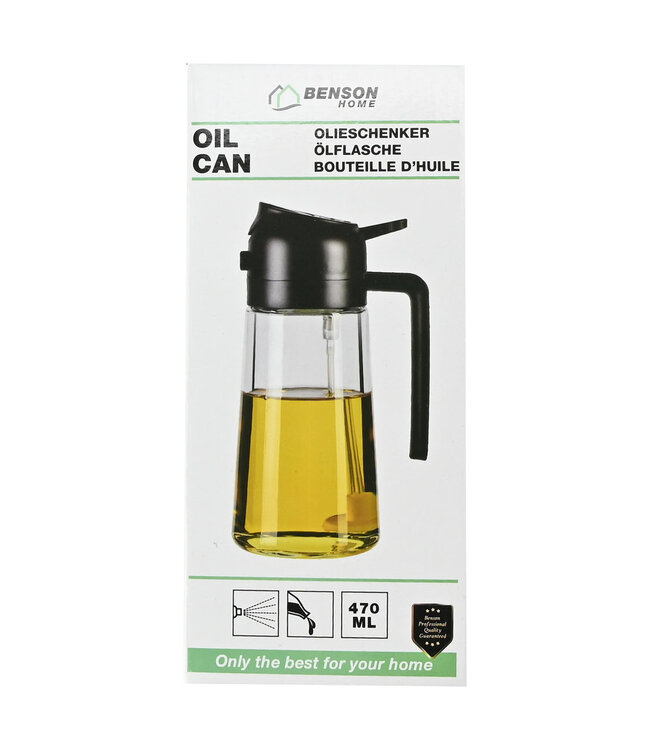 Benson Olieschenker 2-in-1 Zwart – Olie Spray & Gietfles in Één