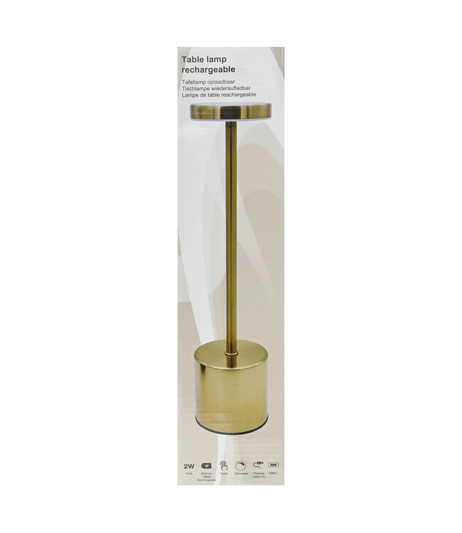 Benson Oplaadbare Dimbare Tafellamp Metaal Goud – LED Sfeerlamp