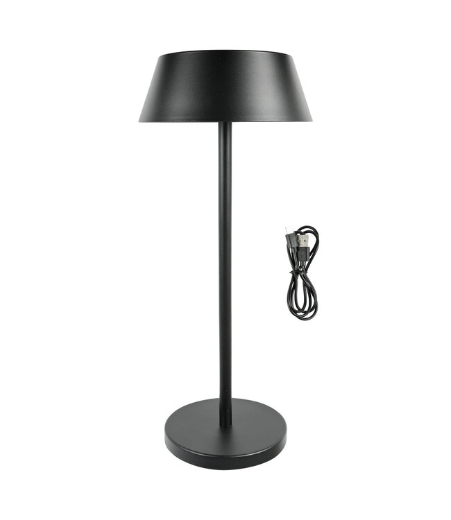Benson Solar Tafellamp Metaal Zwart – Oplaadbare LED Sfeerlamp
