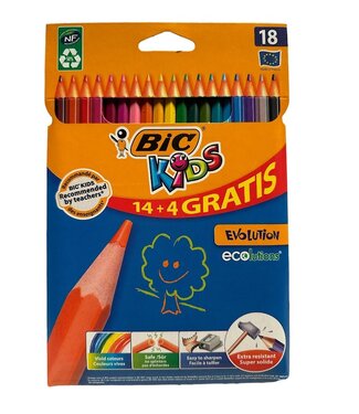 Bic Kids Evolution Ecolutions Kleurpotloden 14+4 Stuks | 18 Potloden