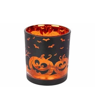 Cosy @ Home Theelichthouder Halloween Scene Zwart 7x7xH8cm
