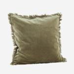 MADAM STOLTZ - Coussin en velours avec/ franges