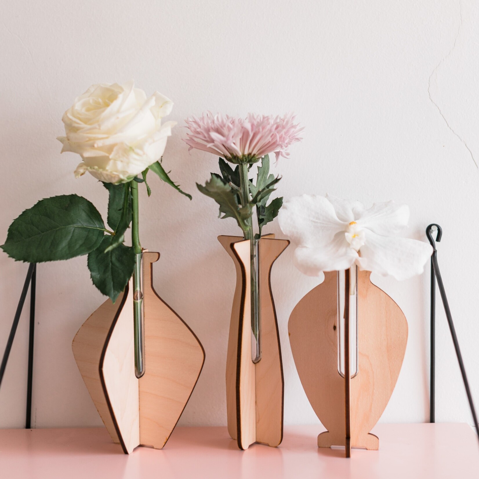 One Of A Kind LASERCUT - Wooden Vase - Terracotta Shapes