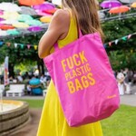 FISURA FISURA - Tote bag rose -  "Fuck plastic bags"