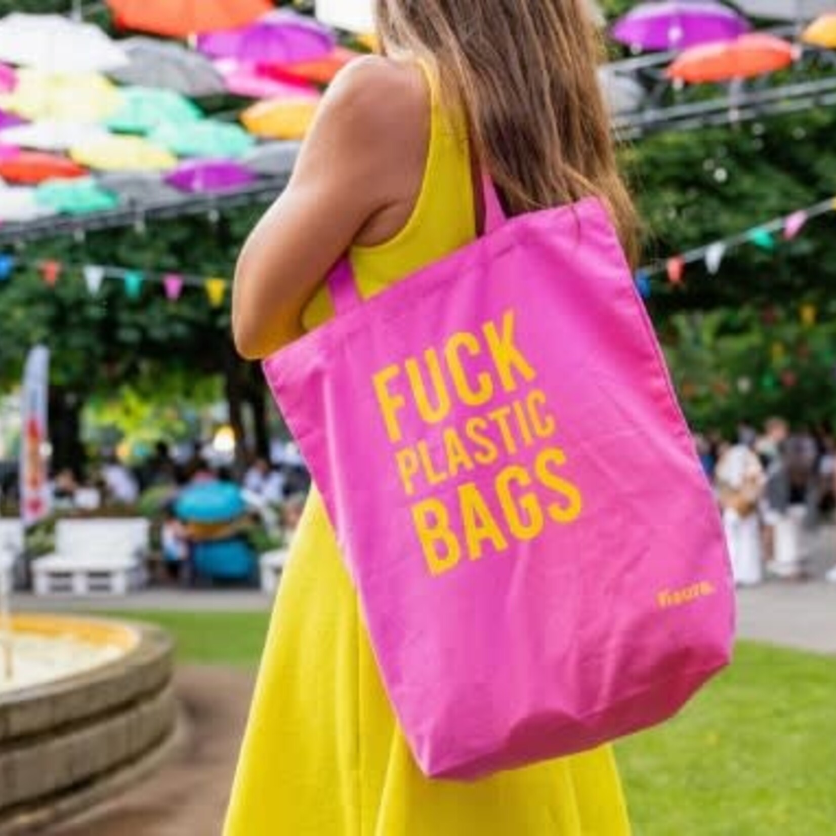 FISURA FISURA - Tote bag rose -  "Fuck plastic bags"