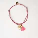 Le Petit Lien de Paris Le Petit Lien de Paris Bracelet Louise framboise Médaille fleur