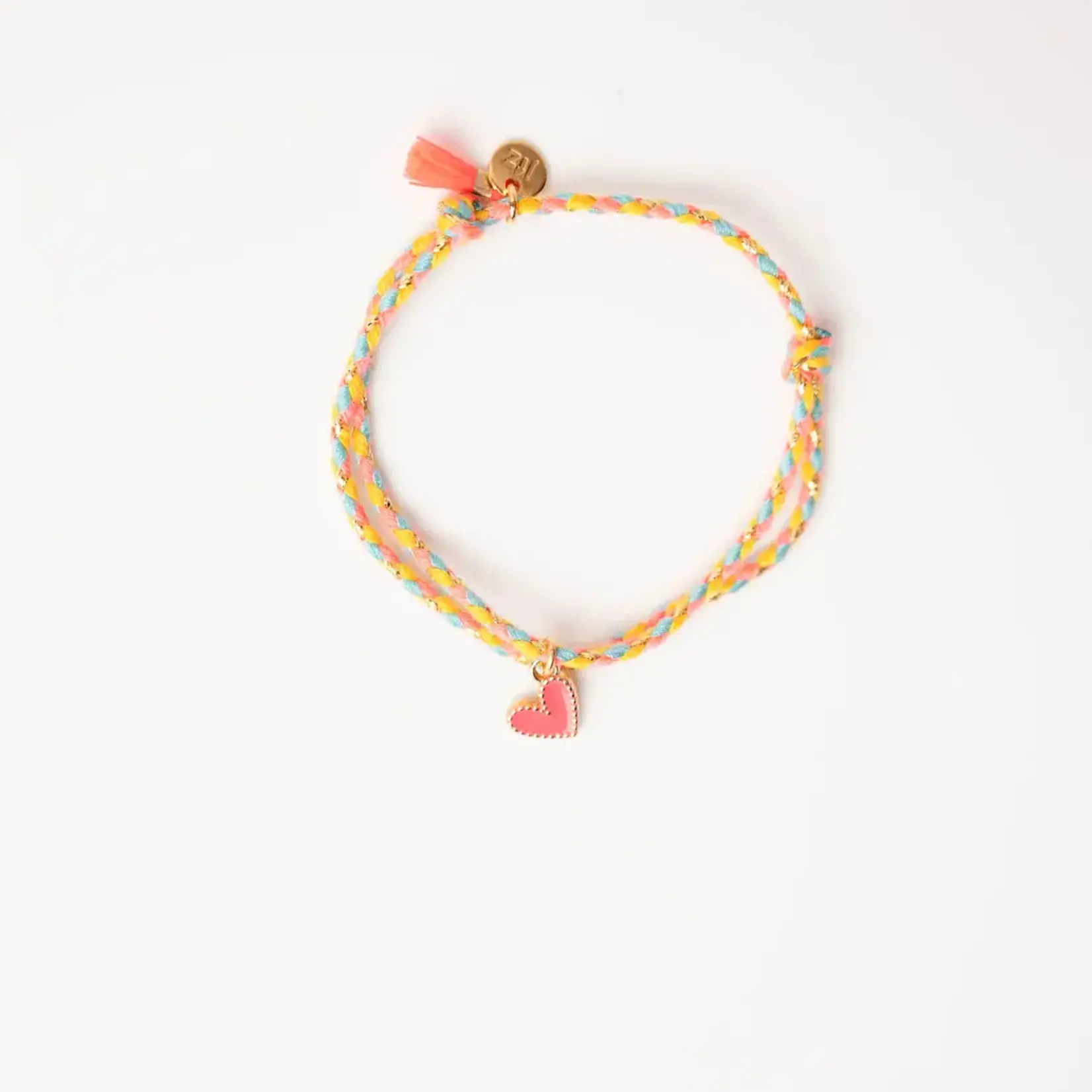 Le Petit Lien de Paris Le Petit Lien de Paris Bracelet Tressé Coeur Fuchsia