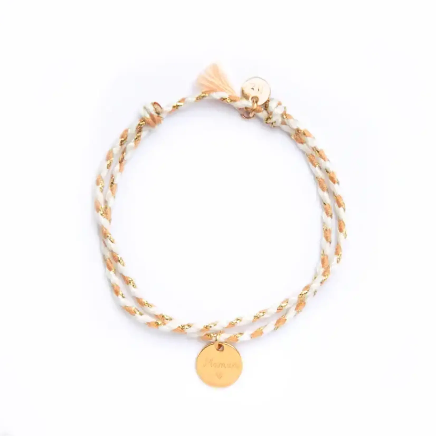 Le Petit Lien de Paris Le Petit Lien de Paris Bracelet Tressé Médaille Maman