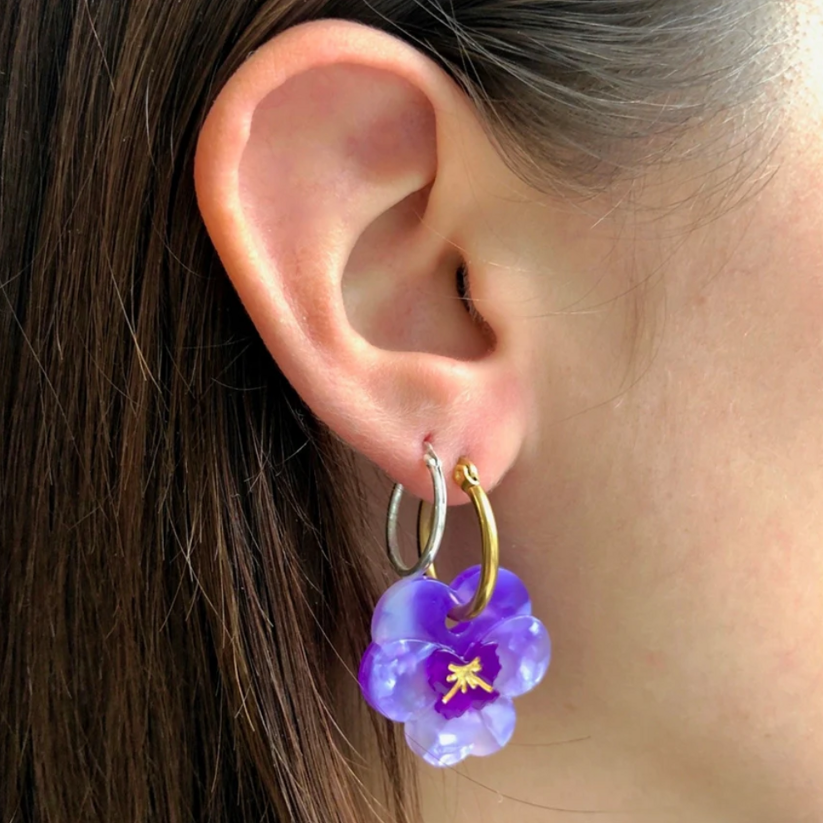 coucou suzette Coucou Suzette - Boucles d'oreilles Pensée mauve