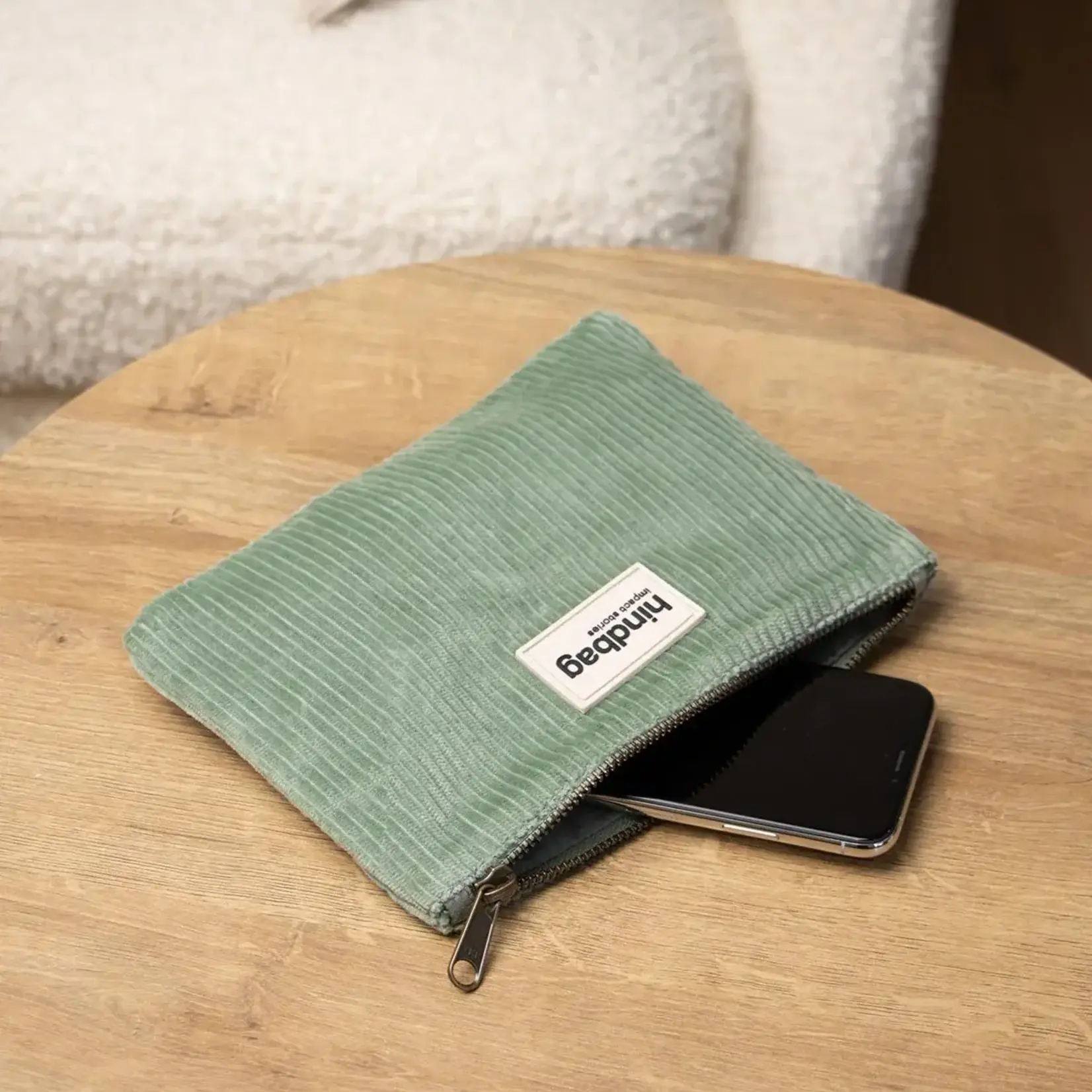 HINDBAG Hindbag - Pochette Lou - Velours vert d'eau