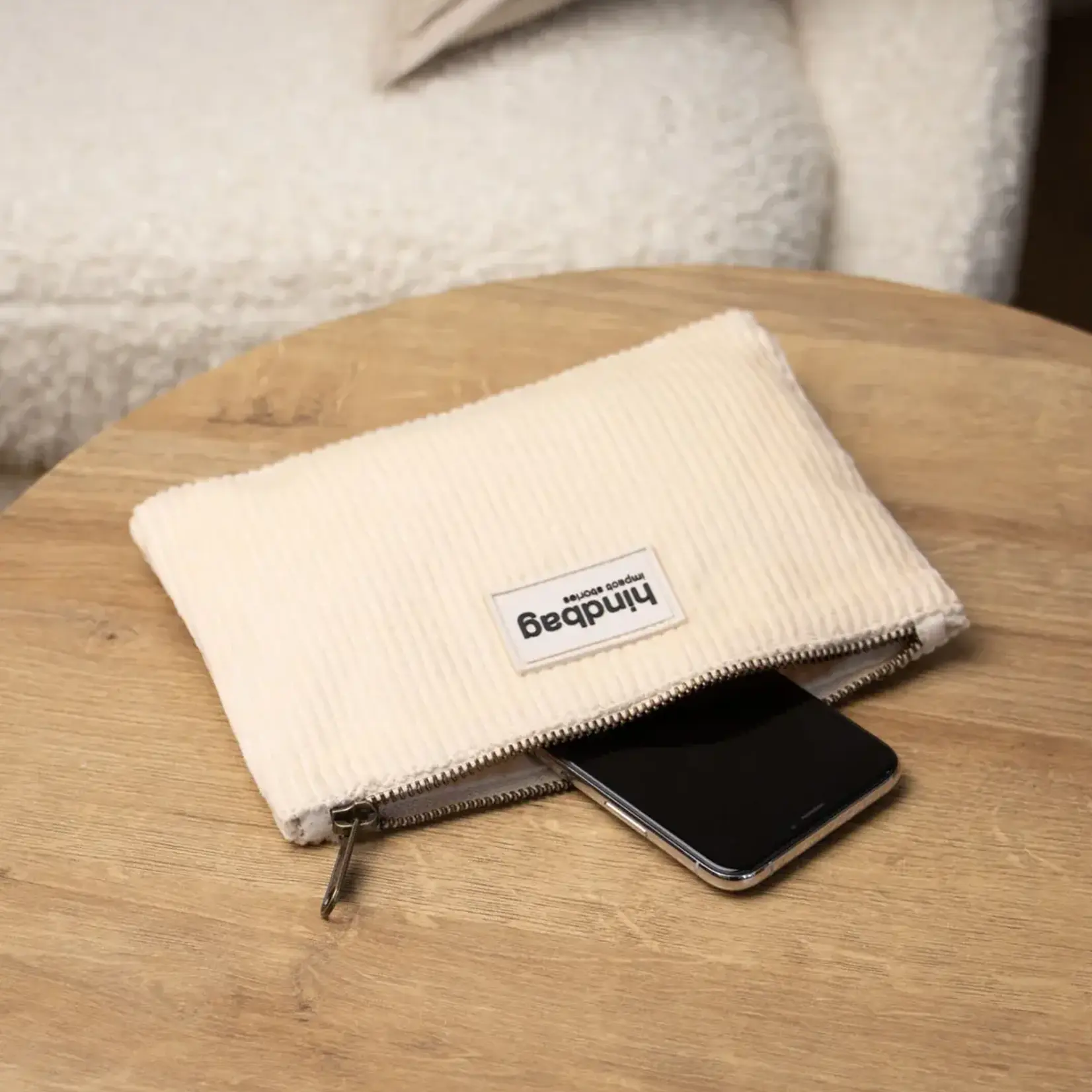 HINDBAG Hindbag - Pochette Lou - Velours crème