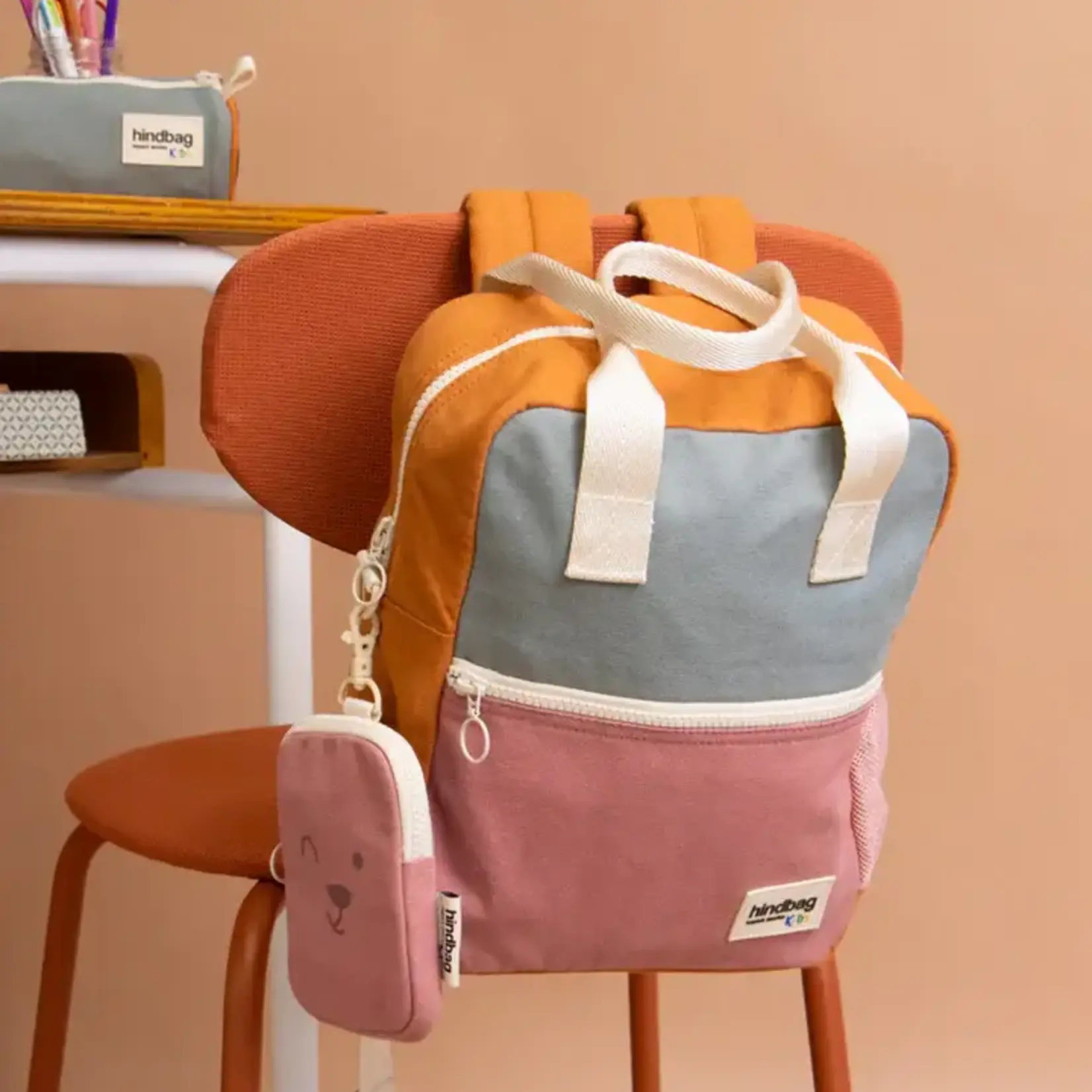 HINDBAG HINDBAG - Sac à dos enfant - Arthur sauge rose blush