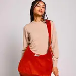 HINDBAG HINDBAG - Sac hobo Claire - Velours terracotta