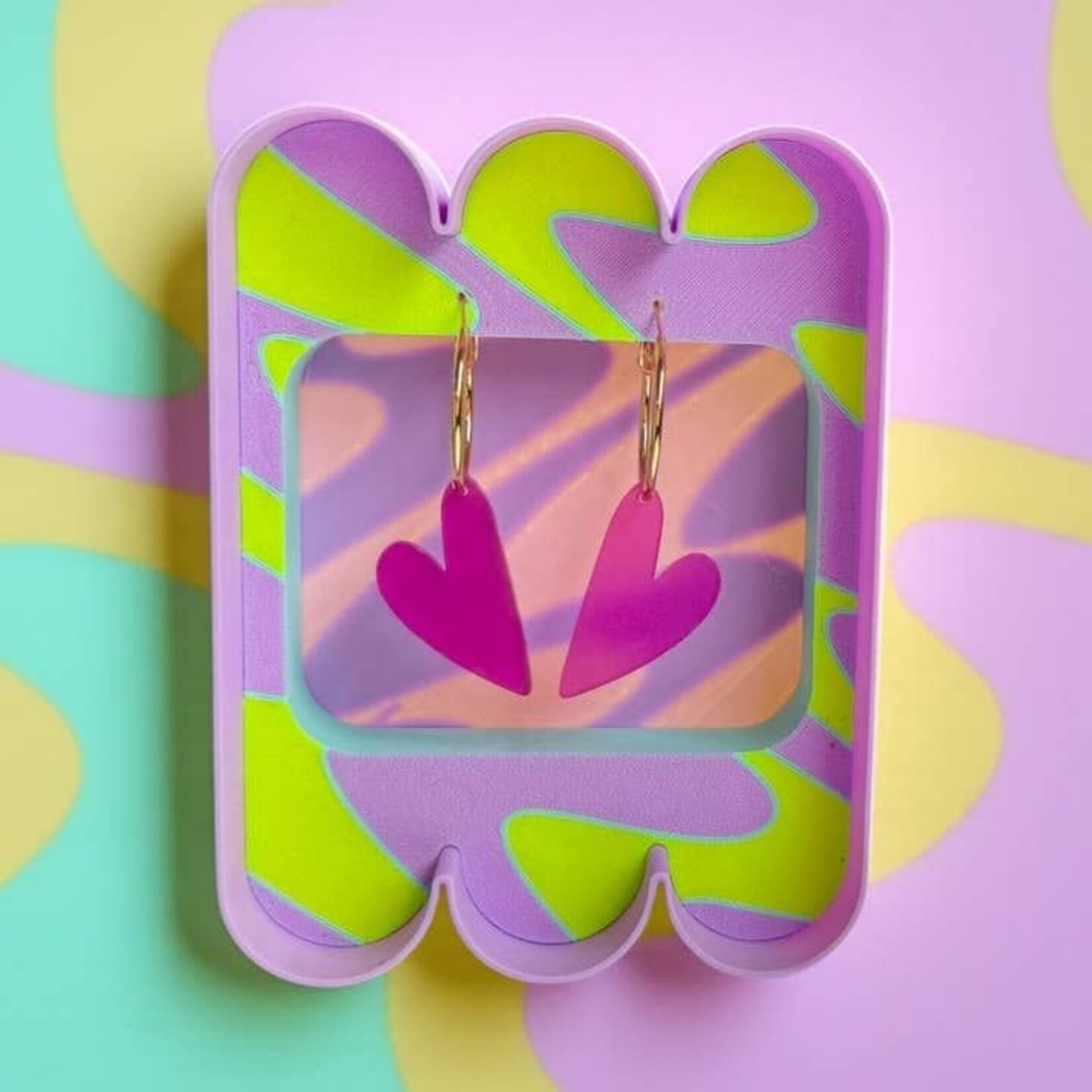 PINKSTORIES PINKSTORIES - Boucle d'oreilles coeur fluo mauve Large