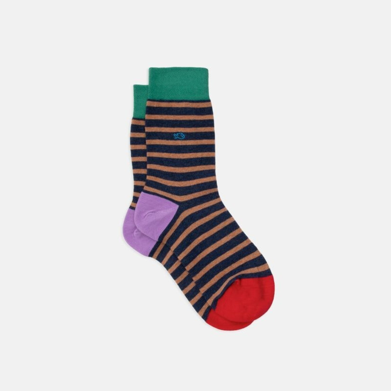 BILLYBELT Billybelt - Chaussettes en coton peigné  - Marine, rayé beige