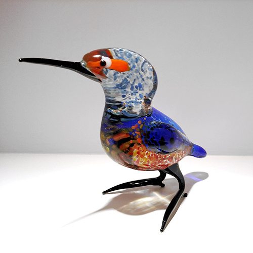 Loranto Beeld, ijsvogel staand, glas