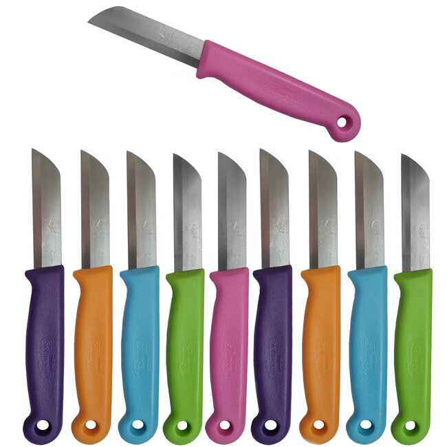 Solingen Schilmesje – RVS Glad – 16 cm met Blade Cover – Mix Kleur – 10 Stuks