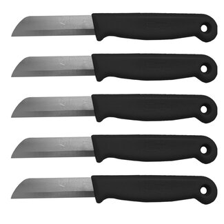 Solingen Schilmesje - RVS Glad - 16 cm met "Blade Cover" - Zwart - 5 stuks