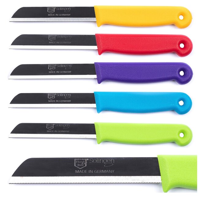 Solingen Kartelmes – Tomatenmes met Kartel – RVS – 18,5 cm met Blade Cover – Mix – 10 stuks