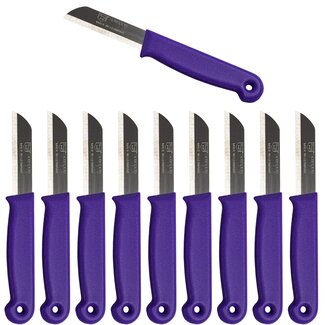 Solingen Schilmesje – RVS Glad – 16 cm met Blade Cover – Paars – 10 Stuks