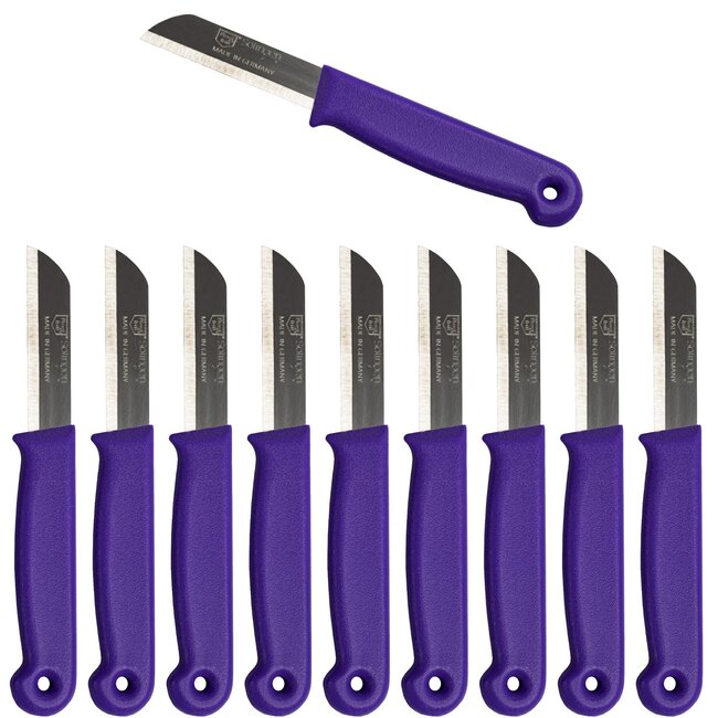 Solingen Schilmesje – RVS Glad – 16 cm met Blade Cover – Paars – 10 Stuks
