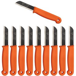 Solingen Schilmesje – RVS Glad – 16 cm met Blade Cover – Oranje – 10 Stuks