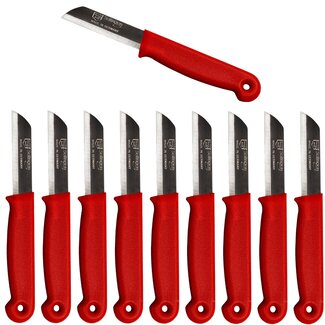 Solingen Schilmesje - RVS Glad - 16 cm met "Blade Cover" - Rood - 10 Stuks