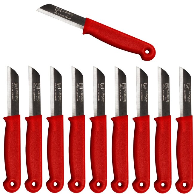 Solingen Schilmesje – RVS Glad – 16 cm met Blade Cover – Rood – 10 Stuks