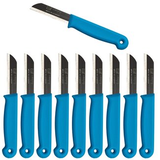 Solingen Schilmesje – RVS Glad – 16 cm met Blade Cover – Turquoise – 10 Stuks