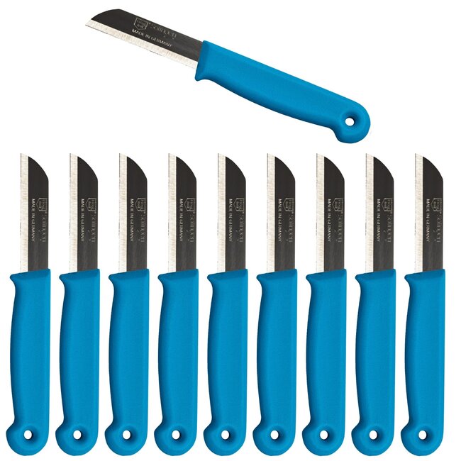 Solingen Schilmesje – RVS Glad – 16 cm met Blade Cover – Turquoise – 10 Stuks