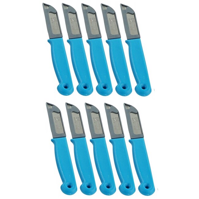 Solingen Schilmesje – RVS Glad – 16 cm met Blade Cover – Turquoise – 10 Stuks