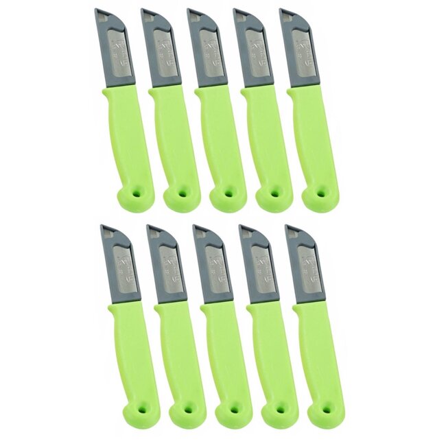 Solingen Schilmesje – RVS Glad – 16 cm met Blade Cover – Groen – 10 Stuks