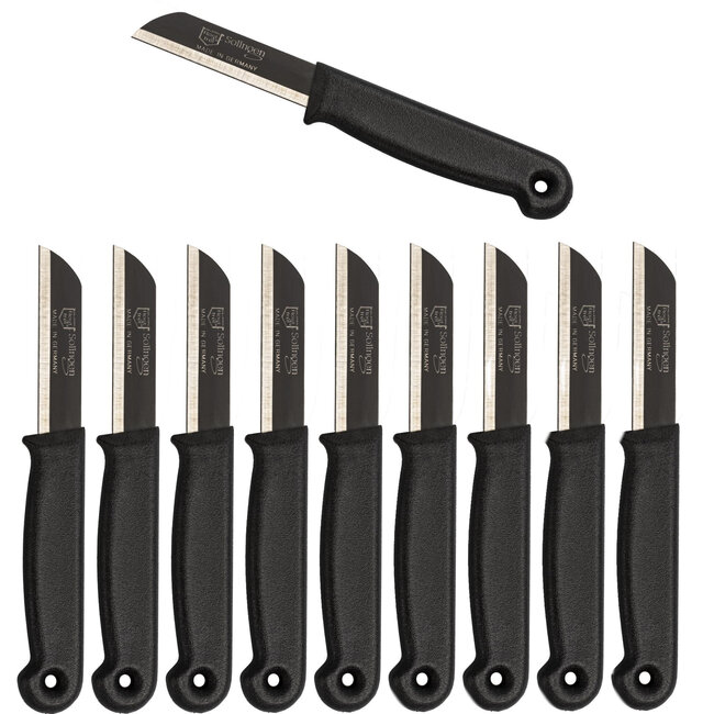 Solingen Schilmesje – RVS Glad – 16 cm met Blade Cover – Zwart – 10 Stuks