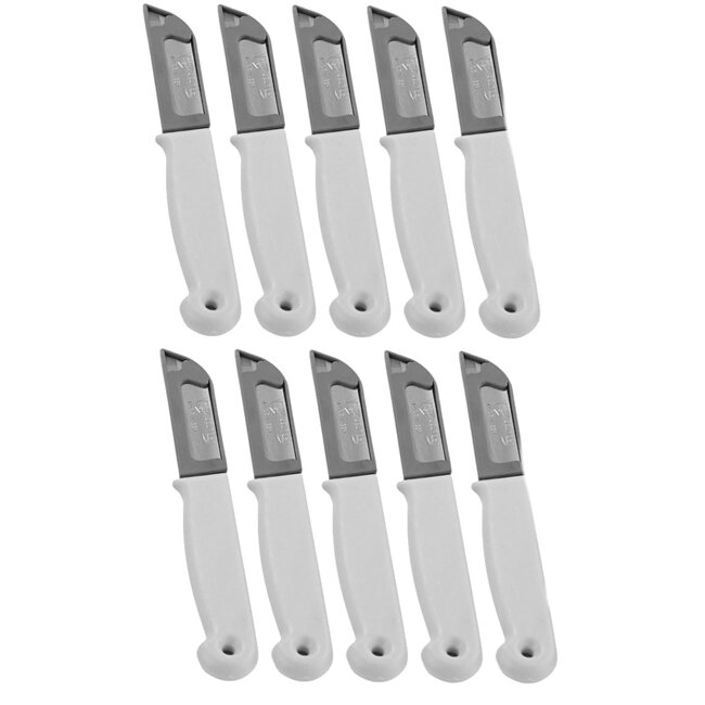 Solingen Schilmesje – RVS Glad – 16 cm met Blade Cover – Wit – 10 Stuks