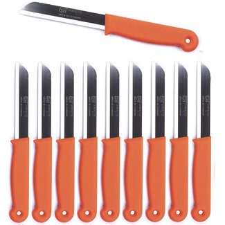 Solingen Schilmesje - RVS Glad - 18,5 cm met "Blade Cover" - Oranje - 10 stuks