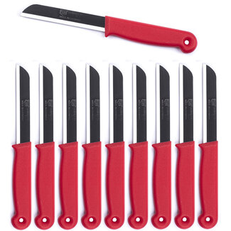 Solingen Schilmesje - RVS Glad - 18,5 cm met "Blade Cover" - Rood - 10 stuks