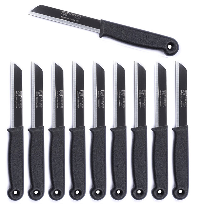 Solingen Schilmesje – RVS Glad – 18,5 cm met Blade Cover – Zwart – 10 stuks