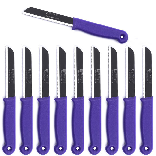 Solingen Kartelmes – Tomatenmes met Kartel – RVS – 18,5 cm met Blade Cover – Paars – 10 stuks