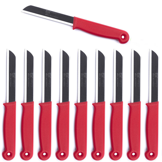 Solingen Kartelmes – Tomatenmes met Kartel – RVS – 18,5 cm met Blade Cover – Rood – 10 stuks